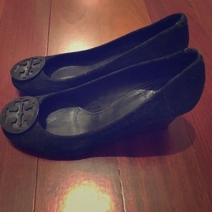 Tory Burch Black Suede Wedges